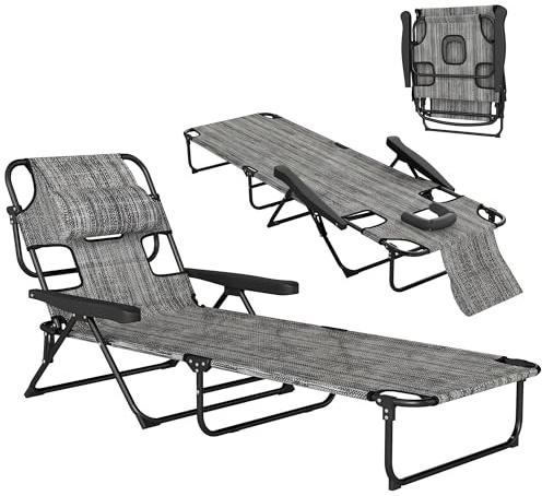 Outsunny Tumbona Plegable con Respaldo Ajustable 145x72x89 cm Gris