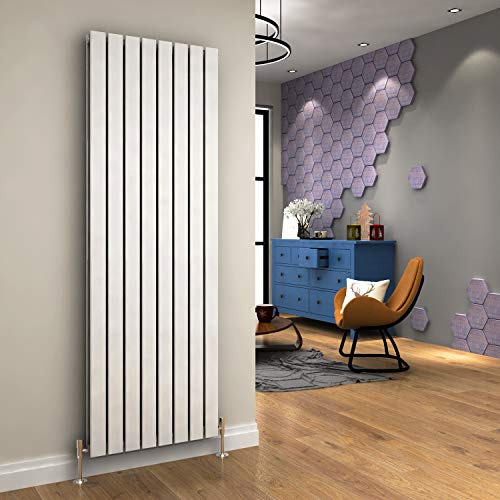 ELEGANT 1800 x 608mm White Vertical Double Flat Panel Designer Radiator | Modern Central Heating with High BTU for Kitchen Living Room Entrance