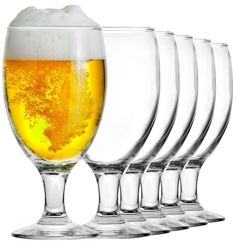 KIAPPO Pokal Biergläser Set 590 ml - 6 Stück Gläser für Bier - Beer Glass - Bierbecher - Wassergläser - Trinkgläser - Sektgläser - Hochwertige Qualität für Zuhause