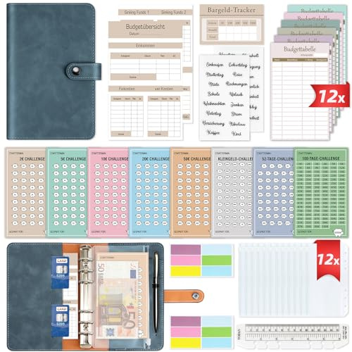 2024 Budget Planner tyska – bugetplanerare tyska startset med 8 sparbössor – finansplanerare hushållsbok – pengar arrangör sparbuch – Cash Stuffing – Budget Binder A6 – Spara med kuvertmetod