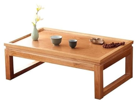 Tragbarer, klappbarer Couchtisch, schmaler Wandtisch, Erkerfenstertisch, Massivholztisch, Couchtisch, Kleiner Tisch, für zu Hause, niedriger Tisch, Ulmen-Couchtisch, Unterfenstertisch