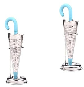 Amosfun 2pcs Food Grade Stainless Steel Tea Infuser Silicone Umbrella Strainer Leaf Tea Filter for