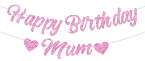 Cartel de feliz cumpleaños para mamá, color oro rosa, banderines de cumpleaños para la madre, abuela, mamá, decoración de fiesta