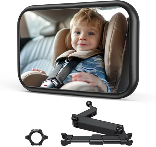 OMOTON Autospiegel Baby Rücksitz - 360° Spiegel Auto Baby Rückbank, High Definition Sicht rückspiegel Bruchsicherer, Verstellbarer Babyautospiegel für Kindersitz