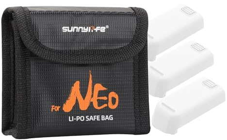Akku-Aufbewahrungstasche für DJI Neo selbstfliegende Mini-Kamera-Drohnen-Zubehör, Lipo Safe-Tasche, feuerfeste, explosionssichere Batterienwächter zum Aufbewahren und Aufladen (für 3 Akkus)