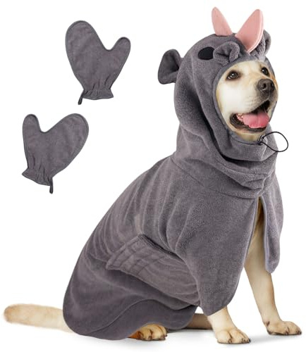 Accappatoio per Cani, Accappatoio per Cani Microfibra, Abbigliamento Asciugamano Morbida per Animali Dinosauro, Per Asciuga il Tuo Cane Dopo Aver Nuotato e Fatto il Bagno (Rinoceronte grigio, L)
