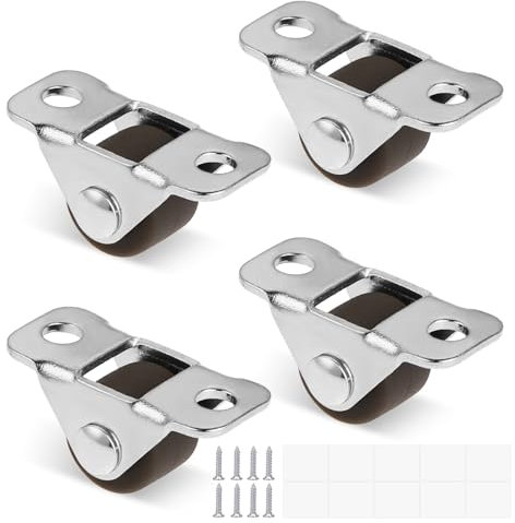 Lot de 4 roulettes en caoutchouc 2,5 cm, plaque en acier, mini volants, plaque métallique fixe, roues basses pour meubles et projets bricolage