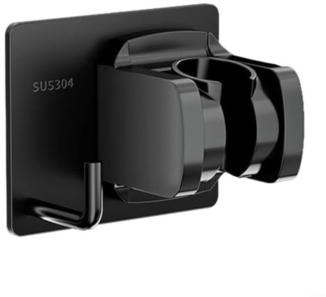 URPIZY Support de pommeau de douche sans perçage, support de douchette réglable à 4 angles, support de pommeau de douche autocollant, support de douche mural amovible (noir)