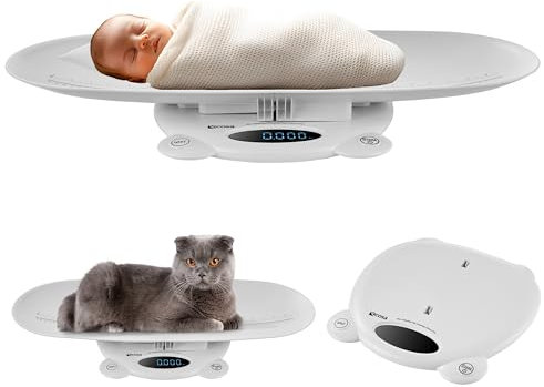 3in1 Babywaage Tierwaage & Personenwaage LED-Display Digitale Waage mit Tara-/Hold-Funktion 120kg Kapazität5g/50g Genauigkeit Gewichtseinheiten: kg/lb/st robustes ABS-Design batteriebetrieben