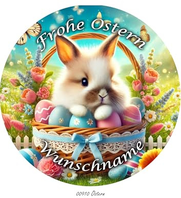Tortenaufleger Wunschname Ostern Osterhase Küken Ø 20cm 00911 | Tortendeko, Cake Decoration Fondant, Top Qualität