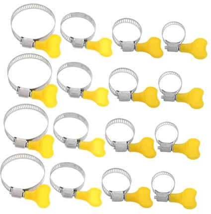HOUDERCO Verstellbare Edelstahl Schlauchklemmen mit Griff 16 Stück Robust und Vielseitig Geeignet zur Sicherung von Wasserrohren und Automobilbereich