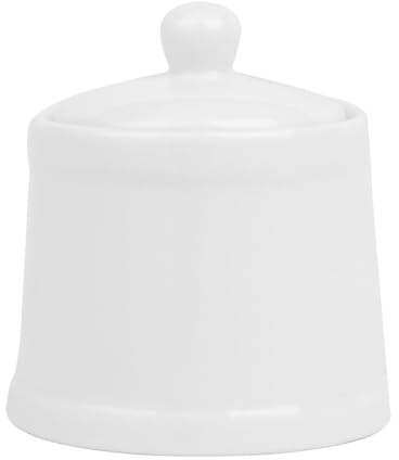 Olympia Whiteware Pier Porcelain Sugar Bowls with Lids 250ml, Pack of 6 | Vitrified glaze resists chips and scratches in busy catering environments; microwave, oven, freezer, and dishwasher safe.