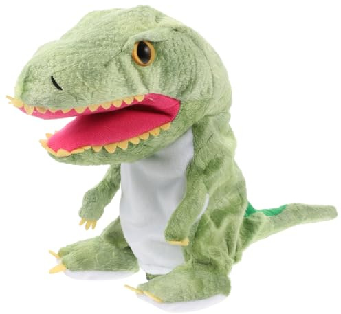 FUNNETOYU Realistisches Tyrannosaurus Handpuppe Dinosaurier für Plüsch mit Beweglichem Mund Interaktives Fingerbeiß Geeignet für Jungen und Mädchen Fördert Fantasie und Zufällige Farbe