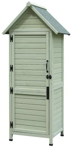 OAFNLWU Gartenschrank für Außenbereich, Grau, 3 Regalböden, Hochwertige Türbeschläge, Asphaltdach (grün)