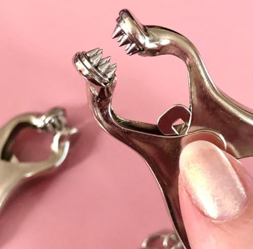 Spiked Clover Nipple Clamps with Spiked Metal Tips, Intense Pressure. Nickel-Free Metal, Silver