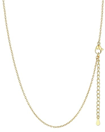 Suplight Gold Necklaces for Women Stainless Steel Cable Chain 1.4mm Thin Rolo Chains 18 Inch Cable Necklace Waterproof Hypoallergenic Women's Jewellery Gift for Daughter
