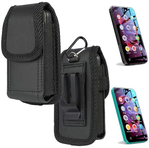 Ranyi for TIMMKOO Q8 Q3E Q5 MP3 Player Case, Leather Pouch Holster with Belt Loop Clip & Carabiner Protection Storage Carrying Case Compatible with TIMMKOO Q8 Q3E Q5 4 Music MP3 MP4 Player