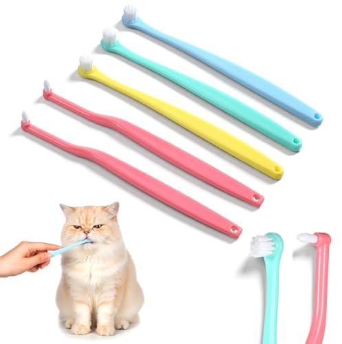 4 cepillos de dientes para gatos, cepillo de dientes para gatos, perros, suave, pequeño, gato, cuidado dental, cepillos de dientes para perros con cabezal de microcepillo para gatos y cachorros