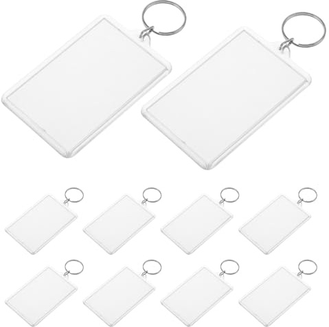 Sosoport 50 Llaveros Portafotos de Plástico Transparente Rectangulares Vacíos, Colgantes para Llaves con Marco Hueco, Accesorios DIY para Decoración y Regalos Personalizados