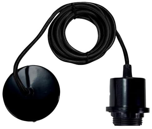 Tibelec 772020 Suspension Métal Fil Tissu E27 Noir