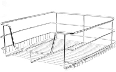 KuKoo 2 x Küchen-Körbe mit Absenkautomatik, strapazierfähig, 400 mm breiter Schrank, herausziehbare Draht-Aufbewahrungsschubladen, ausziehbarer Organizer, Metall