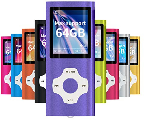 Mymahdi MP3/MP4-Player, lila mit 1,8-Zoll-LCD-Bildschirm und Memory-Karten-Slot, Support für Max 128GB