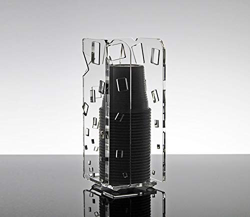 Dispenser porta bicchieri di plastica da caffè design moderno in cristallo acrilico trasparente Margot piccolo (8 × 8 × h 16 cm)