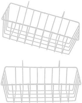 2xWhite Nordic Grid Storage Basket Metal Wire Over The Cabinet Basket