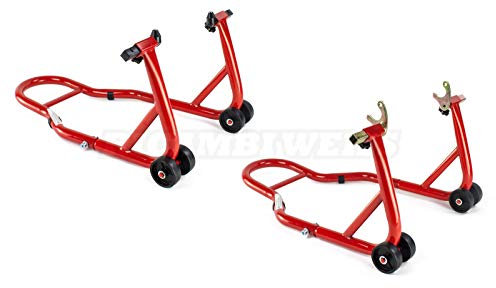 RWSTVK RicambiWeiss Motorradständer Montageständer Set Vorne + Hinten Motorrad Heber Profi