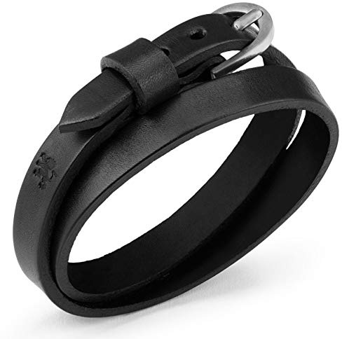 Local League Outback Escapes Australia Mens Bracelet Leather Wristband Black Adjustable Surfer Man Boy Double Layer 2X Wrap Multilayer Strap Buckle