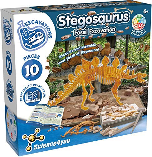 Science4you – Stegosaurus Dino utgrävningsset – arkeologiset för barn med 10 delar, gräva upp din dinosaurieleksak – perfekt experimentlåda, gåva och dino-spel för barn + 6 år
