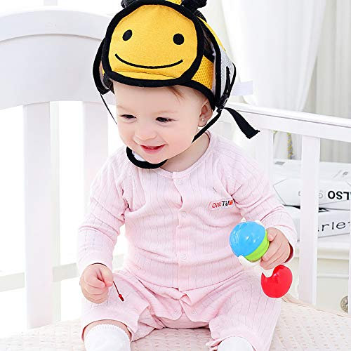 Rocky Green Baby Schutzhelm Kleinkind Schutzhut Verstellbarer Größe Weich Bequem 360° Anti Fall Baumwolle Baby Helm Schutzhelm für Babys von 6 Monaten - 6 Jahren,Bee