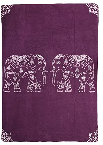 Yogabox Yogadecke Elefanten 150 x 200 cm - regional hergestellt, aubergine/Natur