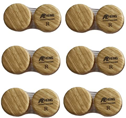 Kontaktlinsenbehälter mit Holzmaserung, 6 Stück, Holzfarbe,