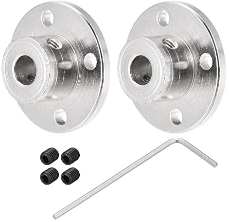 sourcing map 2pcs 7mm Coupleur Bride Couplage Connecteur Arbre Axe Raccords pour Bricolage RC Modèle Moteurs avec 4pcs Serrage Vis 1pcs M2 Hexagonale Clé