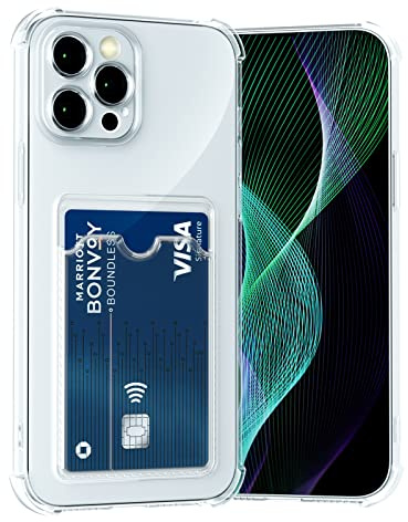 AKABEILA Hülle für iPhone 12 Pro Max Schutzhülle mit Kartenfach Transparent Silikon TPU Handyhülle Dünn Weiche Stoßfest Flexibel Handy Tasche Bumper Brieftasche Case Cover 6.7