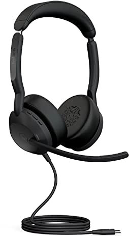 Jabra Evolve2 50 Wired Stereo Headset Air Comfort Technology, Noise-cancelling Mics, and Active Noise Cancellation - MS Teams Certified, Works with All Other Platforms - Black
