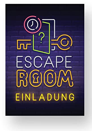 Friendly Fox Escape Room Einladung, 12 Detektiv Einladungskarten zum Kinder-Geburtstag Jungen Mädchen, Exit Game Kinder Einladung