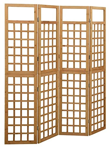 Tidyard Divisorio a 4 Pannelli in Legno Massello di Abete 161x180 cm, Divisorio per Stanza, Graticcio, Divisore Decorativo per Esterni, Supporto per le Piante, Rose o Altre Piante Rampicanti, Marrone