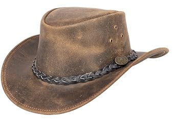 SCIPPIS Fleetwood – Westernhut aus Leder für Damen & Herren | Robuster Outdoorhut mit geflochtenem Lederhutband | Knautschbar, wetterfest & im Vintage-Used-Look