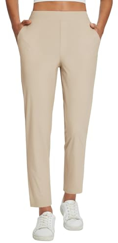 baleaf Womens Khaki Work Pants Lightweight Dressy Golf Pants Stretch with Pockets Petite Travel Ankle Business Casual M
