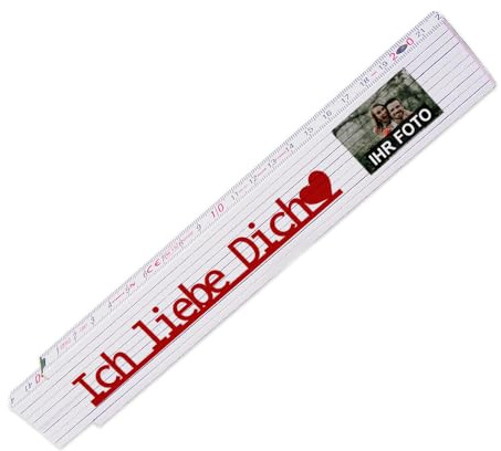 Zollstock mit Foto und Spruch – Ich liebe dich – zum Valentinstag für Verliebte - Glieder-Maßstab personalisiert