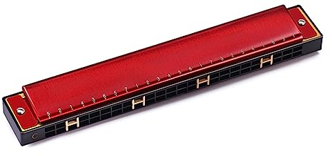 24-Loch Tremolo Mundharmonika Performance Wettbewerbs Mundharmonika Mit Hartschale Für Tonart C Für Anfänger Und Erwachsene Performance Tremolo Mundharmonika 24-Loch