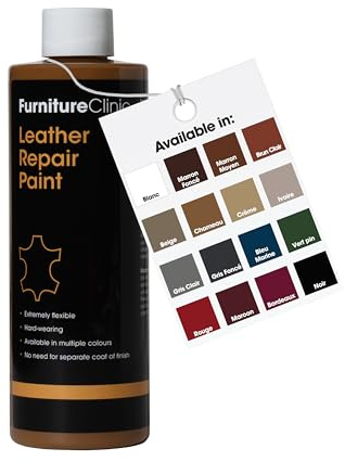 Furniture Clinic Vernice e Tintura per la Riparazione della Pelle, Colorante Autosigillante per Una Riparazione Facile, Adatto per Divani in Pelle, Sedili di Auto, Scarpe, Borse (500ml, Cammello)