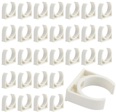 RXKFIGX 60Pcs PVC Tubo Morsetti 20 mm Tubo Clip Bianco Plastica Acqua Fissi Clip Universale Singolo Tubo Singola a Scatto per Pool,Rubinetto,Tubazioni,Fissaggio