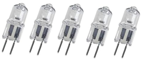 UGEFKMQ Halogen Leuchtmittel G5.3 24 Volt 20 Watt Kristallklare lampe G5.3 150W 24V Halogenlampe 2 Pin Bi-Pin Dimmbar Warmweiß 5PC 20W