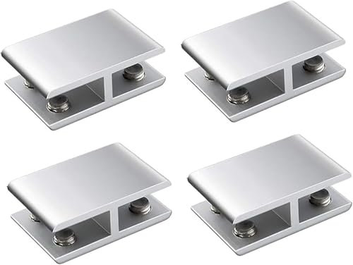 GLFNB Lot de 4 Pinces de Fixation pour Garde-Corps en Verre, Support de Verre en Alliage d'aluminium, Convient pour Verre sans Cadre, Accessoires de Garde-Corps d'escalier, Pince à Verre à 180 °,