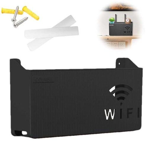MisFun Scatola Portaoggetti per Router WiFi, Nero Wifi Piccolo Scatola Portaoggetti, Scatola Router WiFi da Muro Portaoggetti, per Camera Soggiorno da Letto Decorazione Della