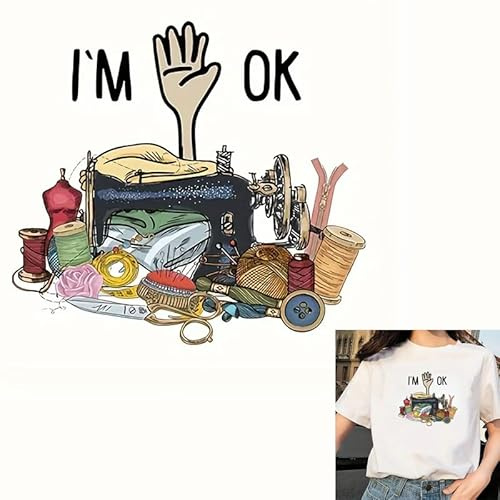 Sewing-Themed Iron On Transfers for T-Shirts Rub on Transfers Stickers Vinyl Ready to Press Stickers Iron on Decals for T-Shirts Clothing Hoodie DIY Crafts