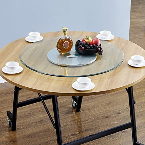 Lazy Susan - Plato giratorio redondo de cristal giratorio de 60-120 cm, bandeja giratoria para cocina, mesa de comedor, plato de servir, organizador grande y silencioso, almacenamiento de especias,